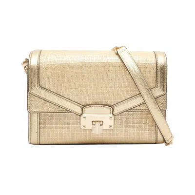 Pre-owned Michael Kors Leather Fabric Shoulder Bag () In Gold