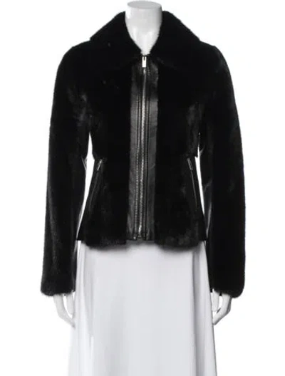 Pre-owned Michael Kors Leather Faux Fur Jacket In Black