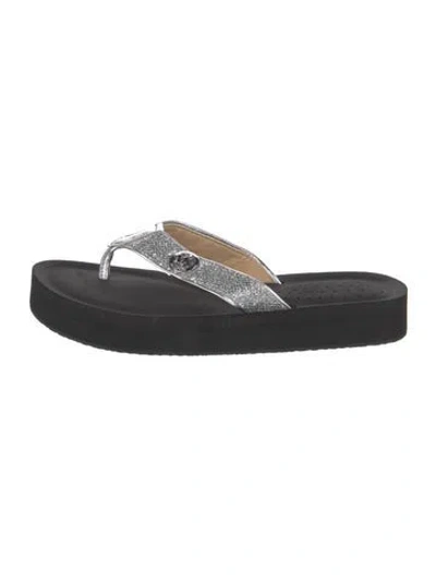 Pre-owned Michael Kors Leather Flip Flops In Black
