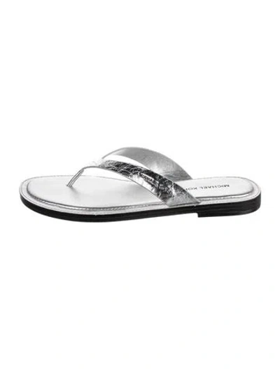 Pre-owned Michael Kors Leather Flip Flops In Silver