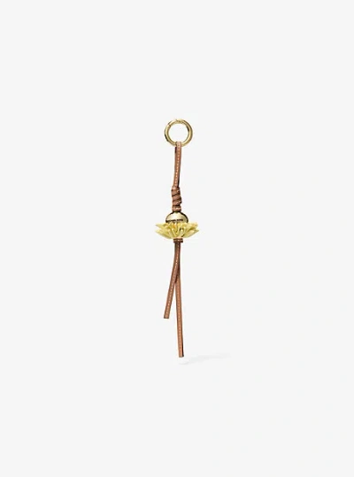 Michael Kors Leather Flower Bag Charm In Brown