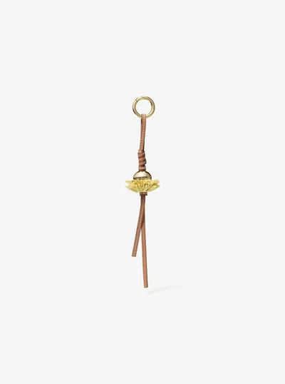 Michael Kors Leather Flower Bag Charm In Gold