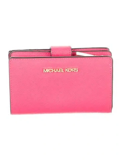 Pre-owned Michael Kors Leather French Purse In Pink