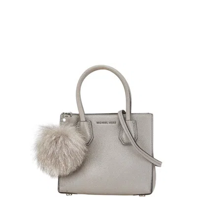 Pre-owned Michael Kors Leather Fur Handbag Shoulder Bag () In Gray