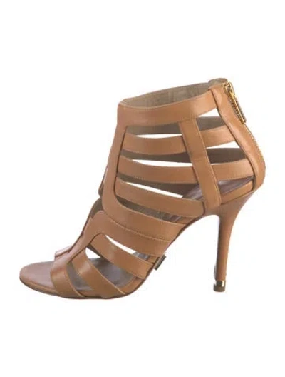 Pre-owned Michael Kors Leather Gladiator Sandals In Brown