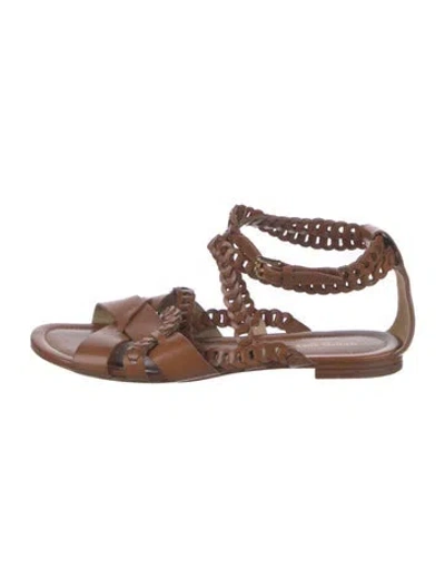 Pre-owned Michael Kors Leather Gladiator Sandals In Brown