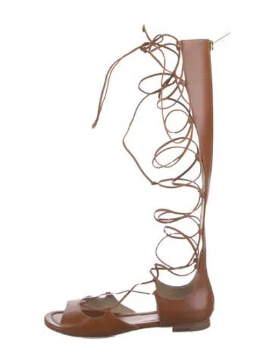 Pre-owned Michael Kors Leather Gladiator Sandals In Brown