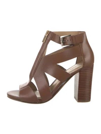 Pre-owned Michael Kors Leather Gladiator Sandals In Brown