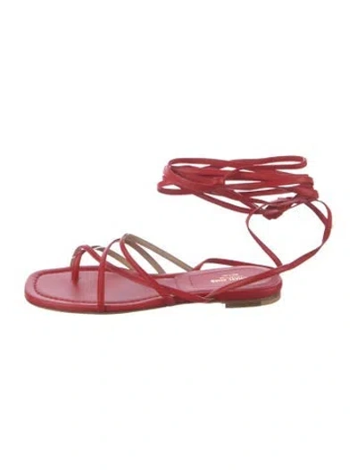 Pre-owned Michael Kors Leather Gladiator Sandals In Red