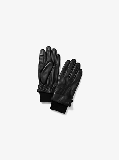 Michael Kors Leather Gloves In Black
