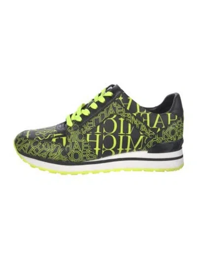 Pre-owned Michael Kors Leather Graphic Print Athletic Sneakers In Multicolor