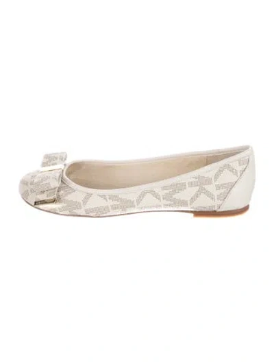 Pre-owned Michael Kors Leather Graphic Print Ballet Flats In Neutrals