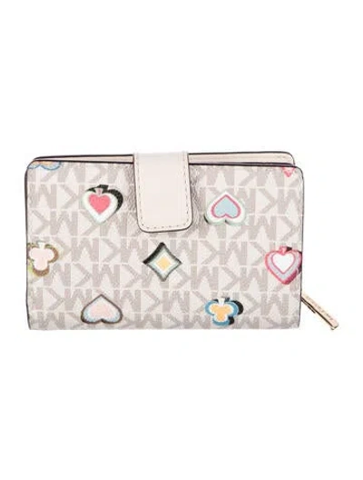 Pre-owned Michael Kors Leather Graphic Print Bifold Wallet In Pink