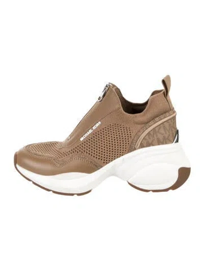 Pre-owned Michael Kors Leather Graphic Print Chunky Sneakers
