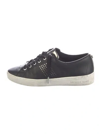 Pre-owned Michael Kors Leather Graphic Print Sneakers In Blue