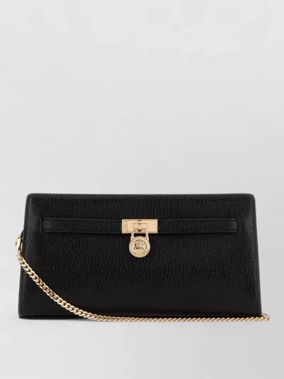 Michael Kors Leather Hamilton Crossbody Bag Chain Strap In Black