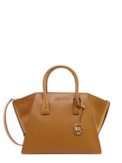 Michael Kors Leather Handbag With Frontal Logo In Brown