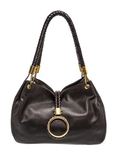 Pre-owned Michael Kors Leather Hobo In Black