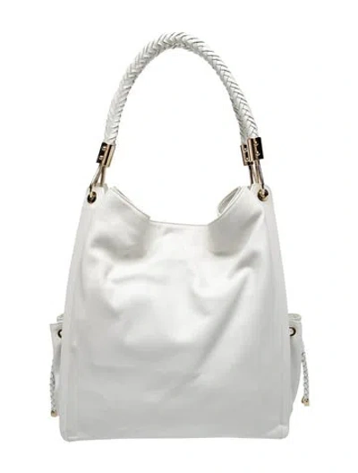 Pre-owned Michael Kors Leather Hobo In White