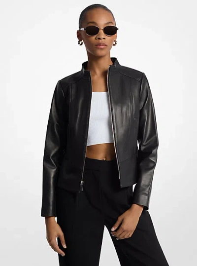 Michael Kors Leather Jacket In Black