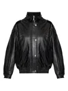 Michael Kors Oversized Leather Blouson Jacket In Black