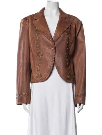 Pre-owned Michael Kors Leather Jacket In Brown