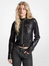 Michael Kors Leather Jacket In Multi