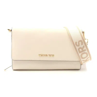 Michael Kors Leather Jet Set Crossbody Bag In White
