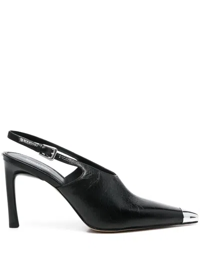 Michael Kors Leather 'kasia' Slingback In Black