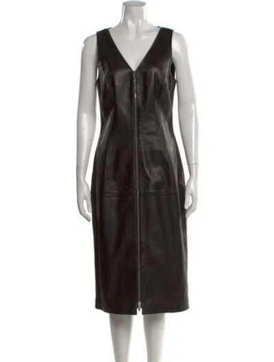 Pre-owned Michael Kors Leather Knee-length Dress In Black