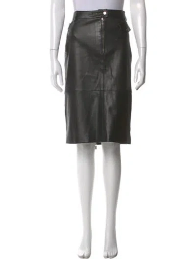 Pre-owned Michael Kors Leather Knee-length Skirt In Black