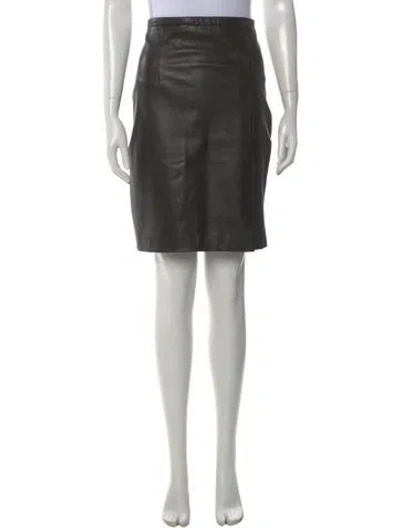 Pre-owned Michael Kors Leather Knee-length Skirt In Black