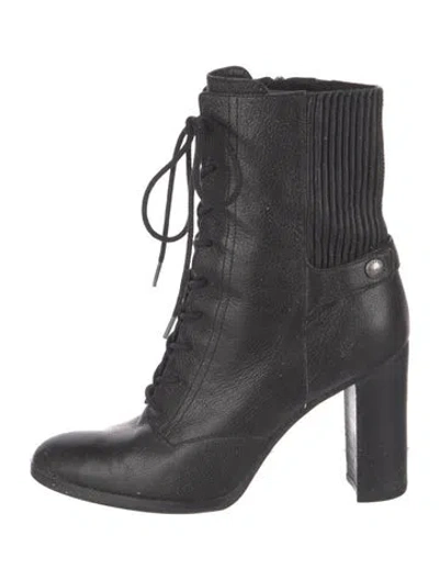 Pre-owned Michael Kors Leather Lace-up Boots In Black