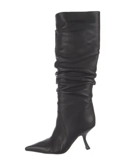 Pre-owned Michael Kors Leather Lace-up Boots In Black