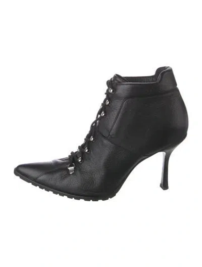 Pre-owned Michael Kors Leather Lace-up Boots In Black