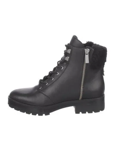 Pre-owned Michael Kors Leather Lace-up Boots In Black