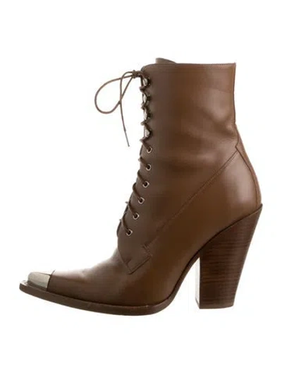 Pre-owned Michael Kors Leather Lace-up Boots In Brown