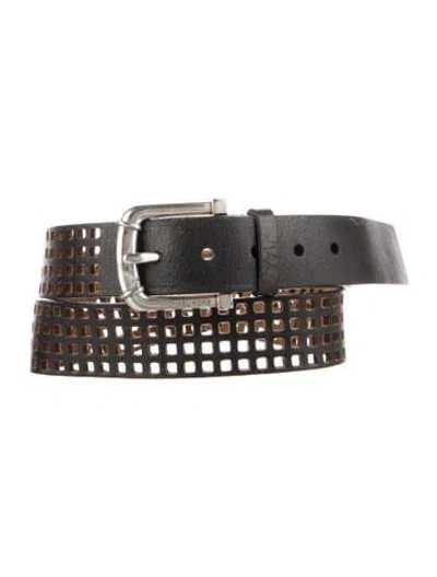 Pre-owned Michael Kors Leather Lasercut Accents Waist Belt In Black
