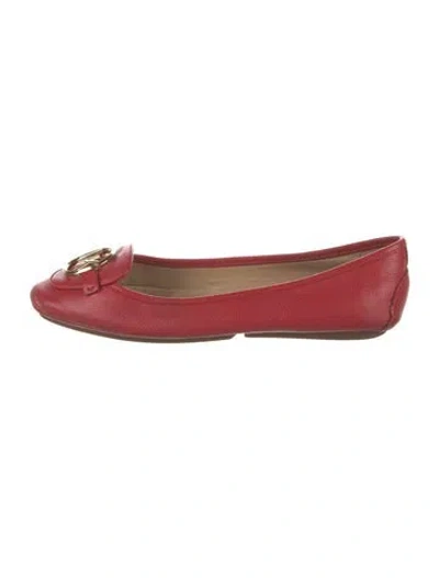 Pre-owned Michael Kors Leather Loafers In Red