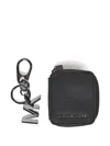 Michael Kors Leather Logo-detail Keyring In Black