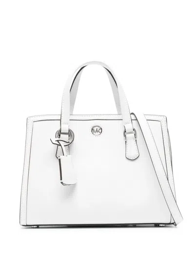 Michael Kors Leather Logo-plaque Bag In Silver