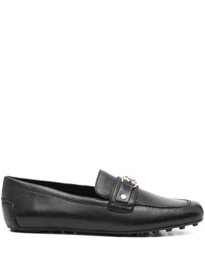Michael Kors Leather Logo-plaque Loafers In Black
