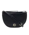 Michael Kors Leather Logo-plaque Saddle Bag In Black