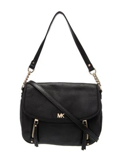 Pre-owned Michael Kors Leather Messenger Bag In Black