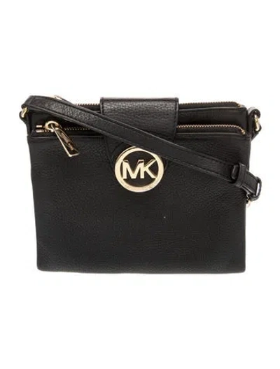 Pre-owned Michael Kors Leather Messenger Bag In Black