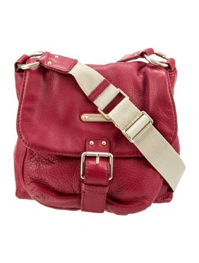 Pre-owned Michael Kors Leather Messenger Bag In Red
