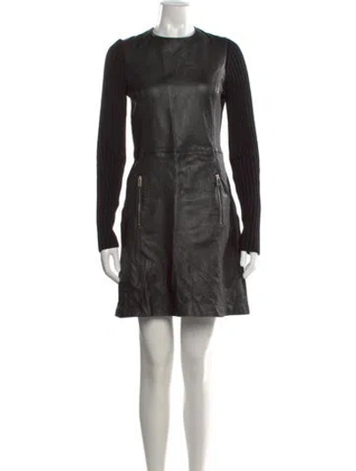 Pre-owned Michael Kors Leather Mini Dress In Black