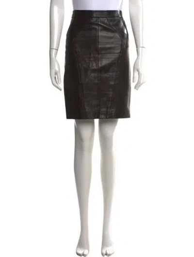 Pre-owned Michael Kors Leather Mini Skirt In Black