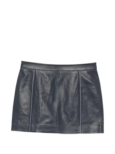 Michael Kors Leather Mini Skirt In Black