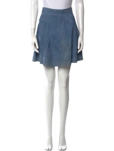 Pre-owned Michael Kors Leather Mini Skirt In Blue